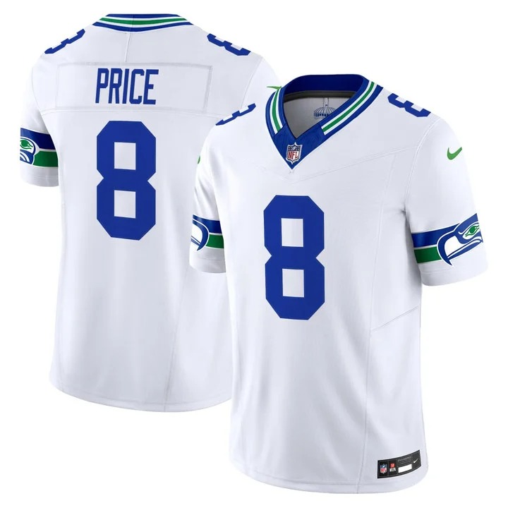 Men's Seattle Seahawks #8 Jadarian Price White FUSE Limited Stitched Jersey