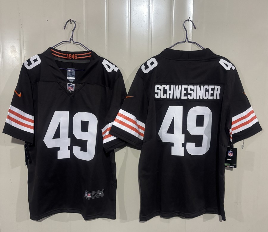 Men's Cleveland Browns #49 Carson Schwesinger Brown 2026 Vapor Limited Stitched Football Jersey