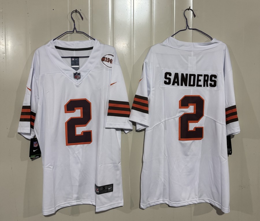 Men's Cleveland Browns #2 Shedeur Sanders White 2026 1946 Collection Vapor Limited Stitched Football Jersey