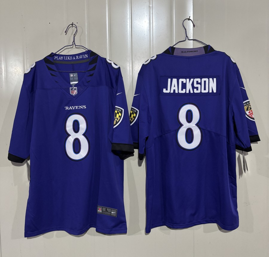 Men's Baltimore Ravens #8 Lamar Jackson Purple 2026  Vapor Stitched Limited Football Jersey