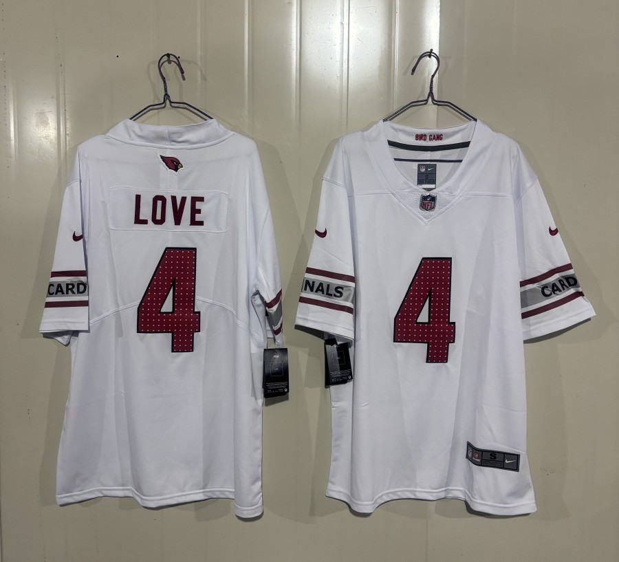 Men's Arizona Cardinals #4 Jeremiyah Love White 2026 Draft Vapor Untouchable Limited Stitched Jersey