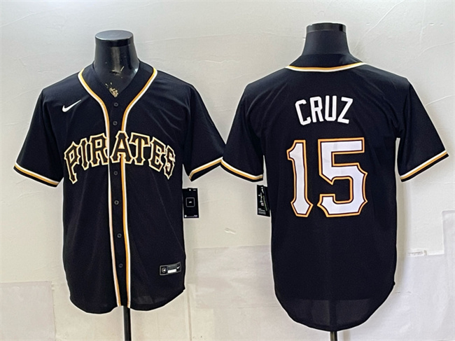 Men's Pittsburgh Pirates #15 Oneil Cruz 2026 Fashion Replica Black Out Stitched Baseball Jersey