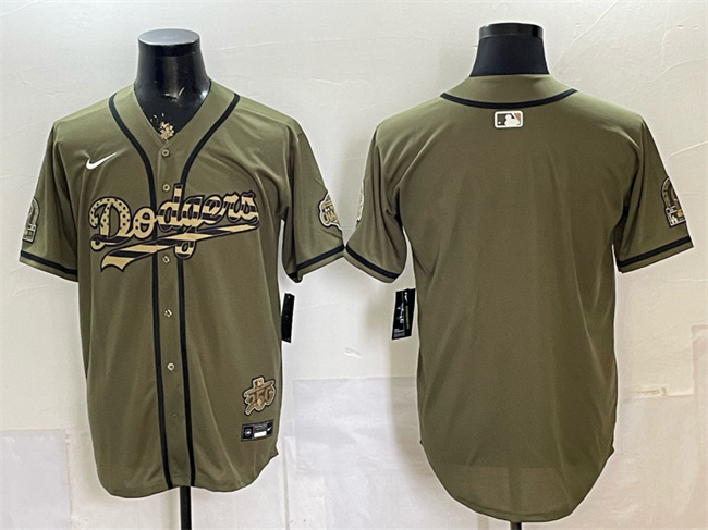 Men's Los Angeles Dodgers Blank Olive 2026 Armed Forces Day Stitched MLB Baseball Jersey