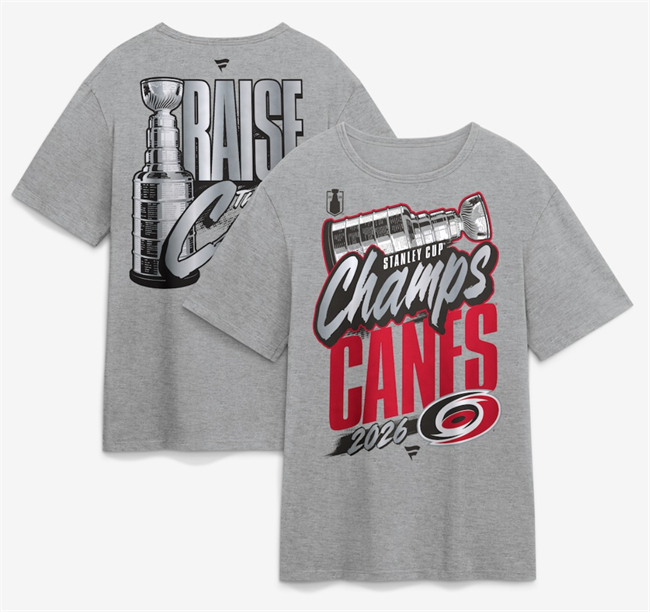 Men's Carolina Hurricanes Gray 2026 Stanley Cup Champions Authentic Locker Room T-Shirt