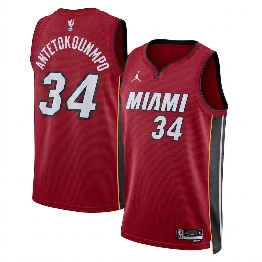 Men's Miami Heat #34 Giannis Antetokounmpo Red 2026 Stitched Jersey