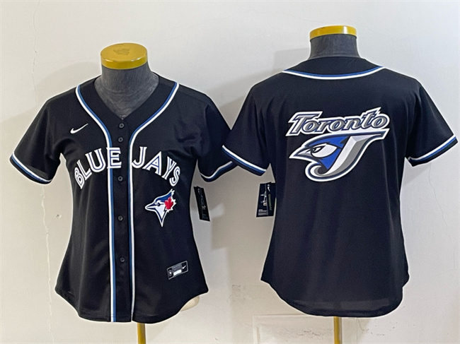 Youth Toronto Blue Jays Team Big Logo 2026 Fashion Replica Black Out Stitched Baseball Jersey
