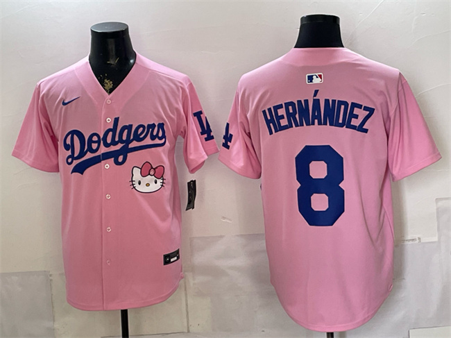 Men's Los Angeles Dodgers #8 Enrique Hernandez Pink 2025 Hello Kitty Vapor Limited Stitched Baseball Jersey
