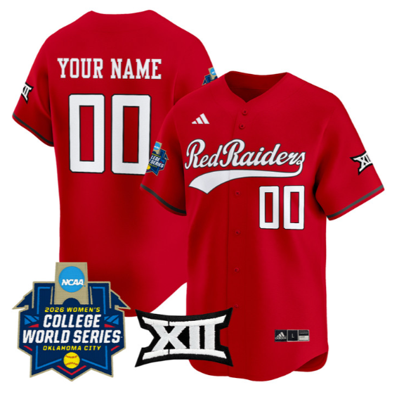 Men's Texas Tech Red Raiders Custom Red 2026 World Series Stitched Jersey