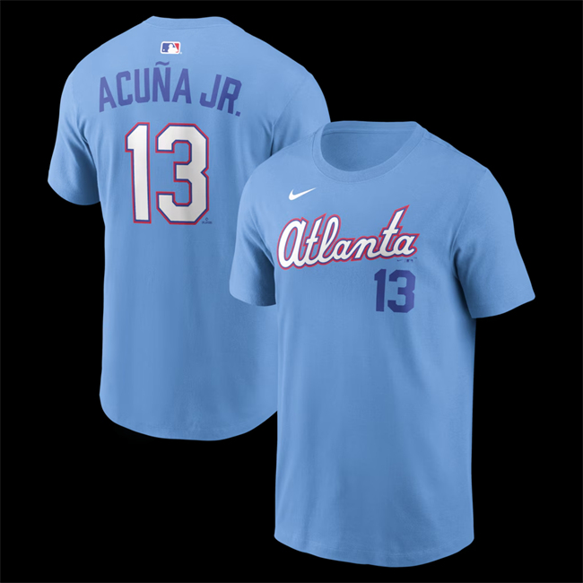 Men's Atlanta Braves #13 Ronald Acu?a Jr. Powder Blue 2026 City Connect T-Shirt