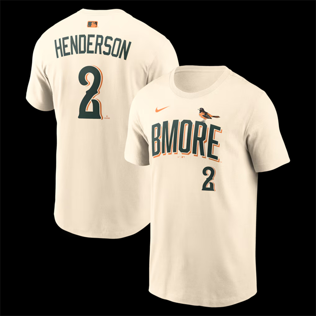Men's Baltimore Orioles #2 Gunnar Henderson Natural 2026 City Connect T-Shirt