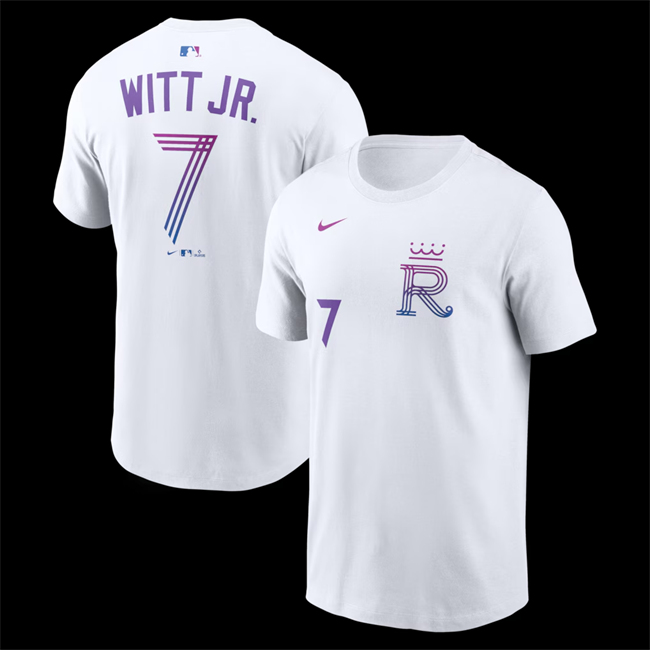Men's Kansas City Royals #7 Bobby Witt Jr. White 2026 City Connect Name & Number T-Shirt