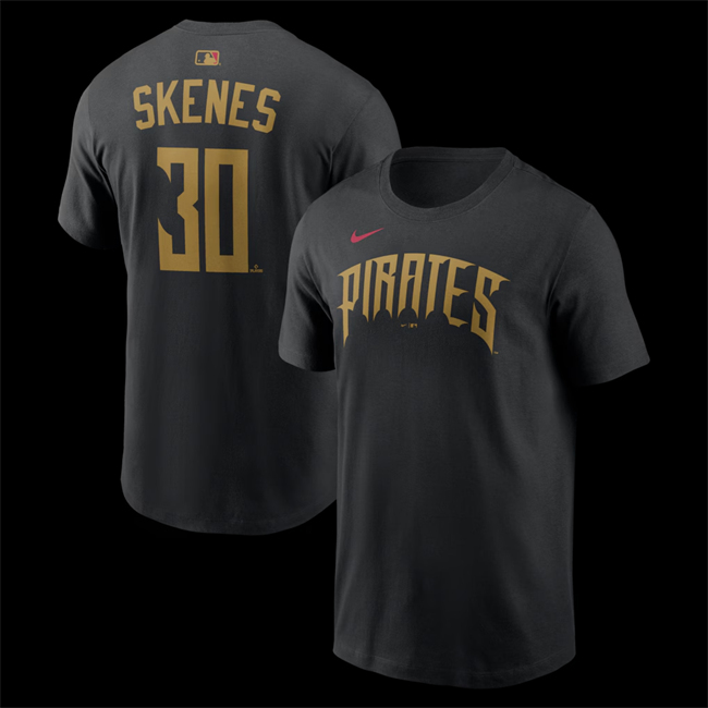 Men's Pittsburgh Pirates #30 Paul Skenes Black 2026 City Connect T-Shirt