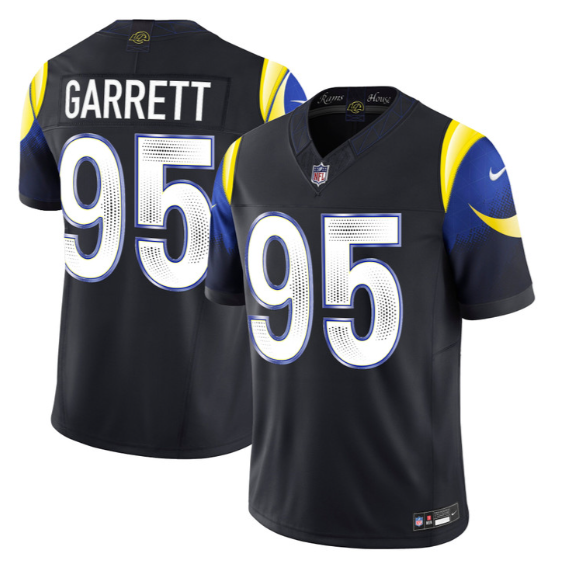 Men's Los Angeles Rams #95 Myles Garrett Navy Rivalries 2026 F.U.S.E. Vapor Limited Stitched Football Jersey