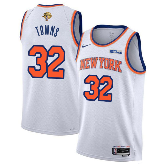 Men's New Yok Knicks #32 Karl-Anthony Towns White 2026 Finals Patch Association Edition Stitched Basketball Jersey