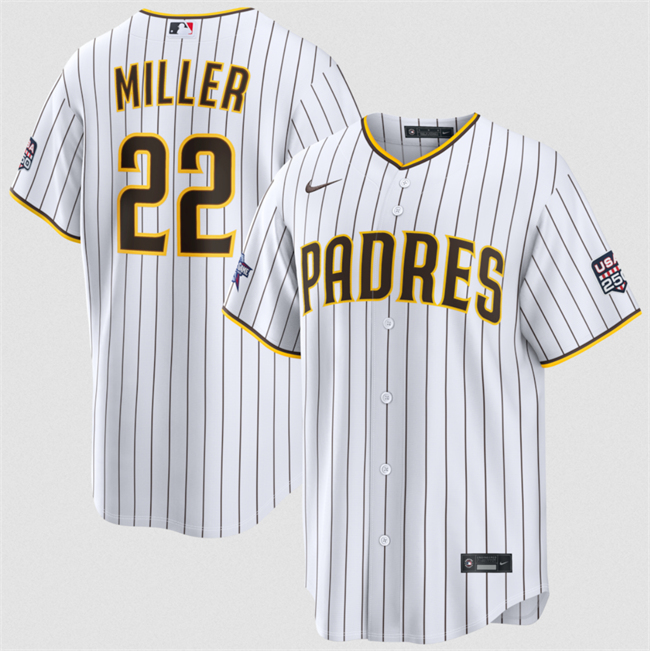 Men's San Diego Padres #22 Mason Miller White 2026 All-Star Game & USA 250 Patch Stitched Baseball Jersey