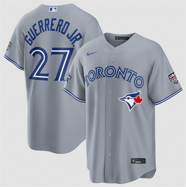 Men's Toronto Blue Jays #27 Vladimir Guerrero Jr. Gray 2026 All-Star Game & USA 250 Patch Stitched Baseball Jersey
