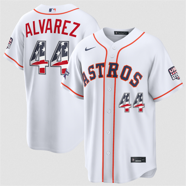Men's Houston Astros #44 Yordan Alvarez White 2026 All-Star Edition Stars & Stripes Stadium USA 250 Patch Stitched Baseball Jersey