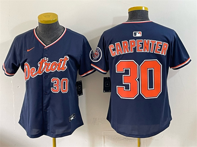 Women's Detroit Tigers #30 Kerry Carpenter Navy 2026 Alternate Vapor Premier Limited Stitched Baseball Jersey(Run Small)