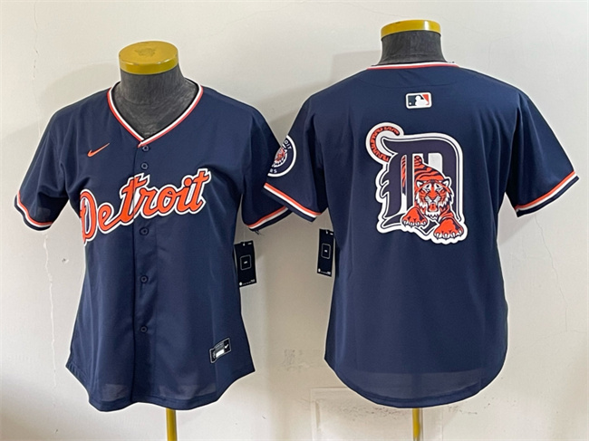 Women's Detroit Tigers Team Big Logo Navy 2026 Alternate Vapor Premier Limited Stitched Baseball Jersey(Run Small)