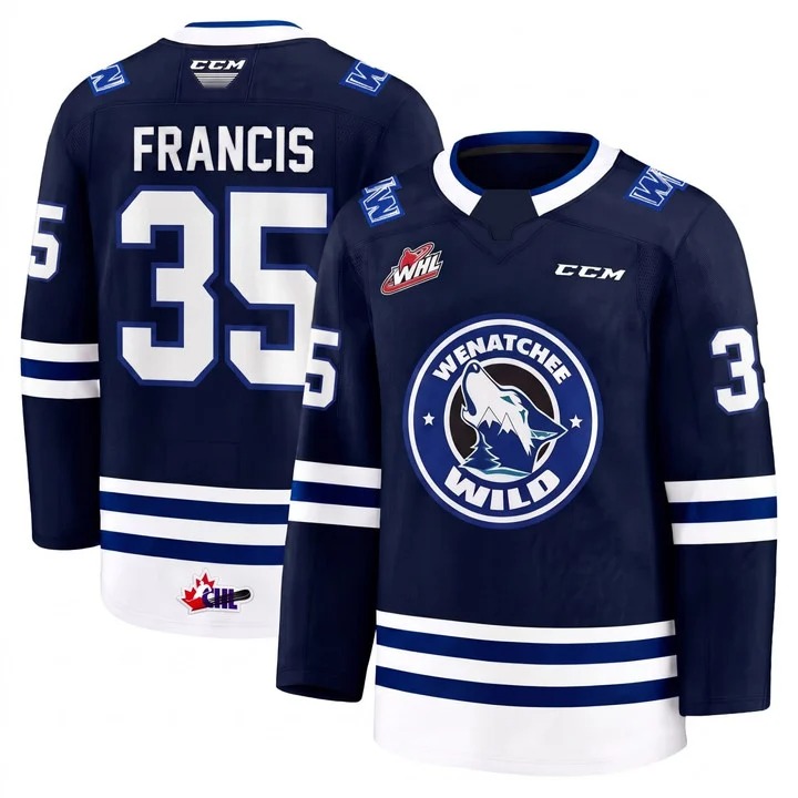 FRANCIS #35 Wenatchee Wild Navy Jersey - All Stitched