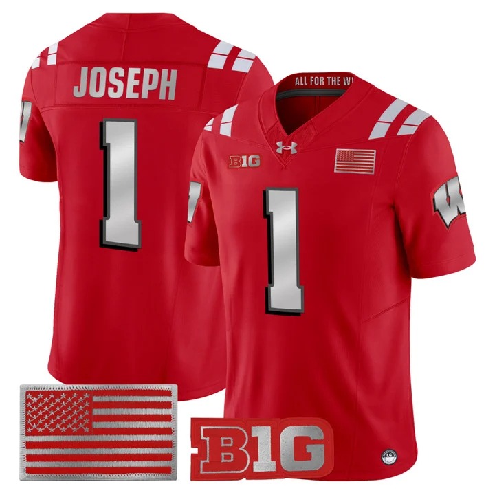Wisconsin Badgers #1 Colton Joseph 2026 Lambeau Vapor Limited Jersey - All Stitched