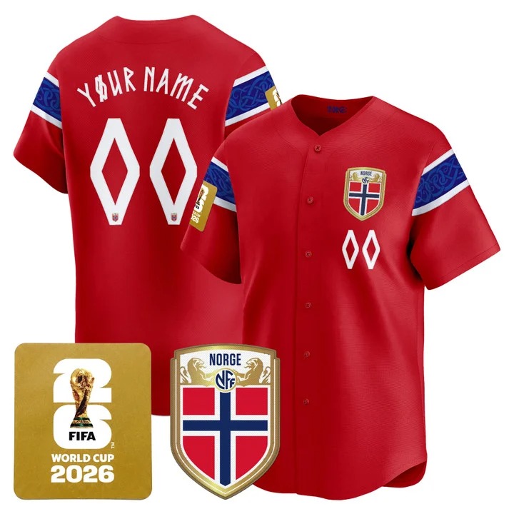 Norway 2026 World Cup Vapor Custom Baseball Jersey Red - Stitched