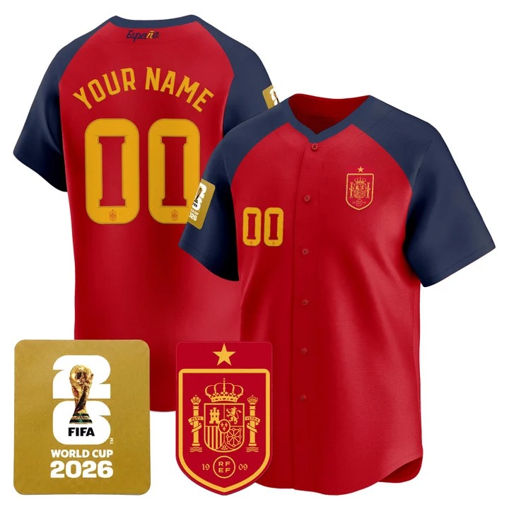 Spain 2026 World Cup Vapor Custom Baseball Jersey Red - Stitched