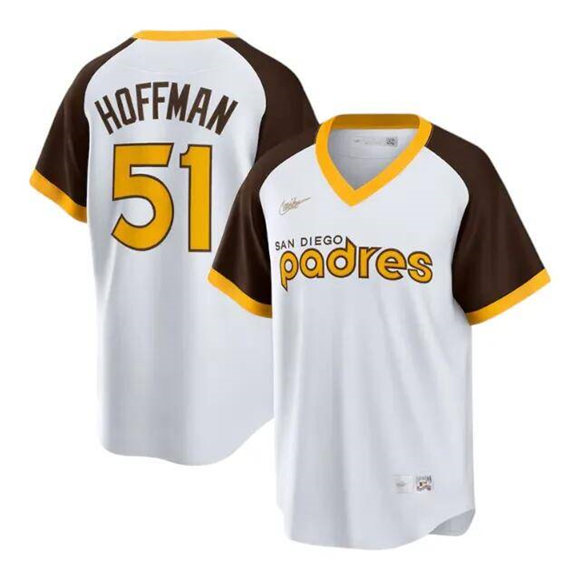 Men's San Diego Padres #51 Trevor Hoffman White Cooperstown Stitched Baseball Jersey