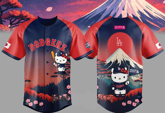 Men's Los Angeles Dodgers 2026 Hello Kitty x Japanese Heritage Night Baseball Jersey