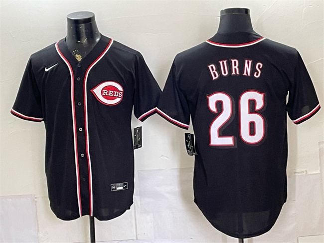 Men's Cincinnati Reds #26 Chase Burns 2026 Fashion Replica Black Out Stitched Baseball Jersey