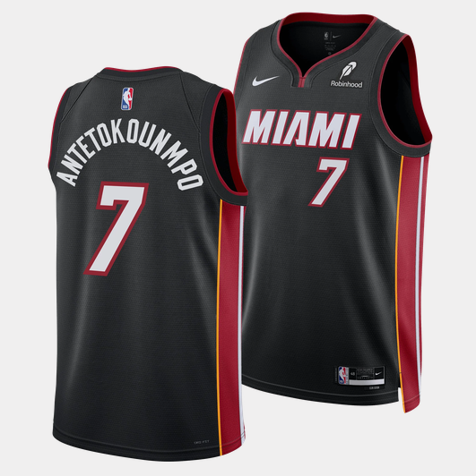 Men's Miami Heat #7 Giannis Antetokounmpo Black 2026 Icon Edition Swingman Stitched Basketball Jersey