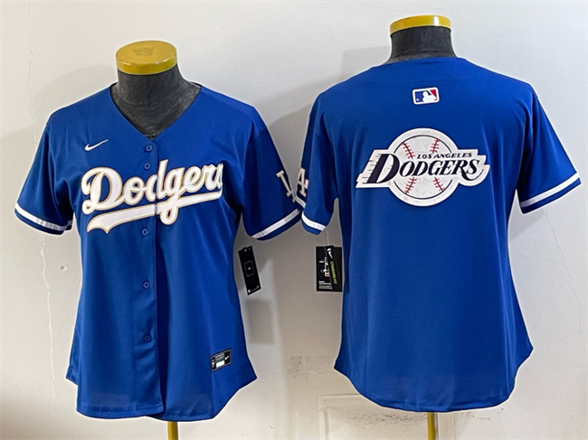 Women's Los Angeles Dodgers Team Big Logo Royal Limited Stitched Baseball Jersey(Run Small)
