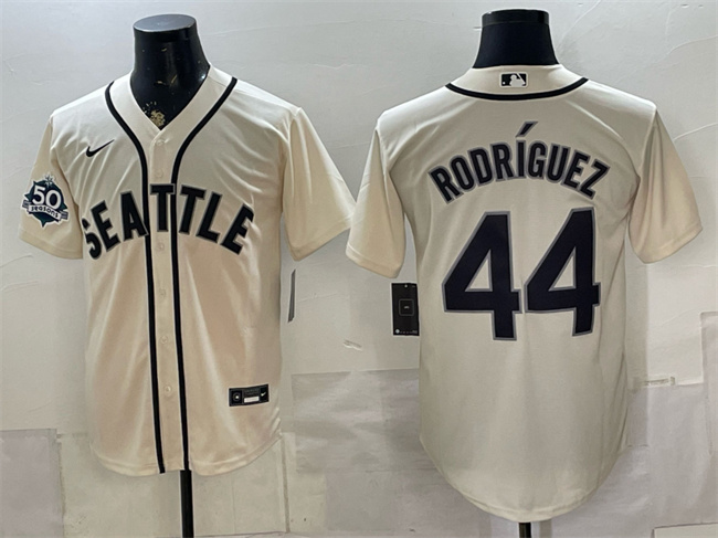 Men's Seattle Mariners #44 Julio Rodriguez Cream 50th Anniversary Alternate Stitched Baseball Jersey