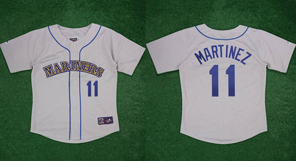 Men's Seattle Mariners #11 Edgar Martinez Gray 1989 Stitched Baseball Jersey