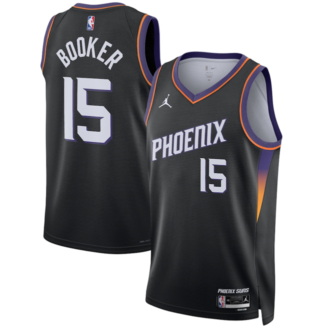 Men's Phoenix Suns #15 Devin Booker Black 2026 Statement Edition Stitched Basketball Jersey