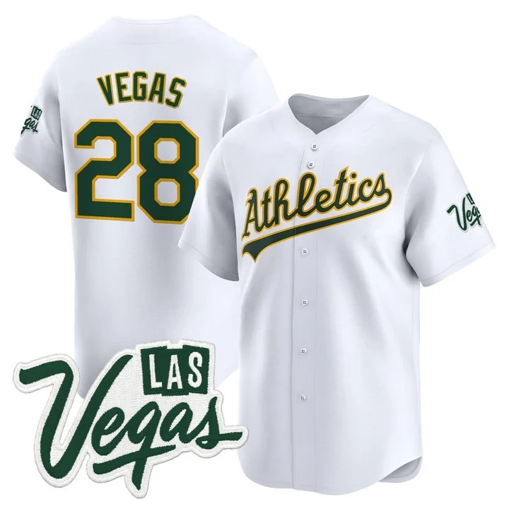 VEGAS #28 Oakland Athletics White Jersey - All Stitched