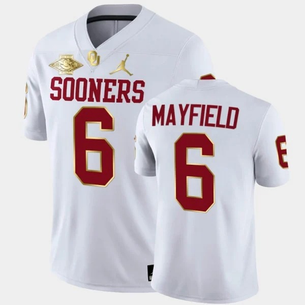 Baker Mayfield #6 Oklahoma Sooners White Jersey - All Stitched