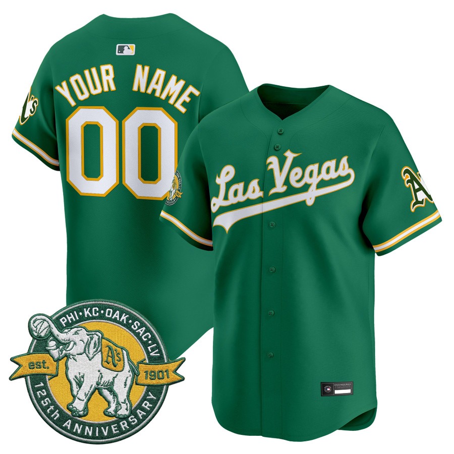 Athletics Las Vegas Vapor Premier Limited Custom Jersey Green - 125th Anniversary Patch - All Stitched