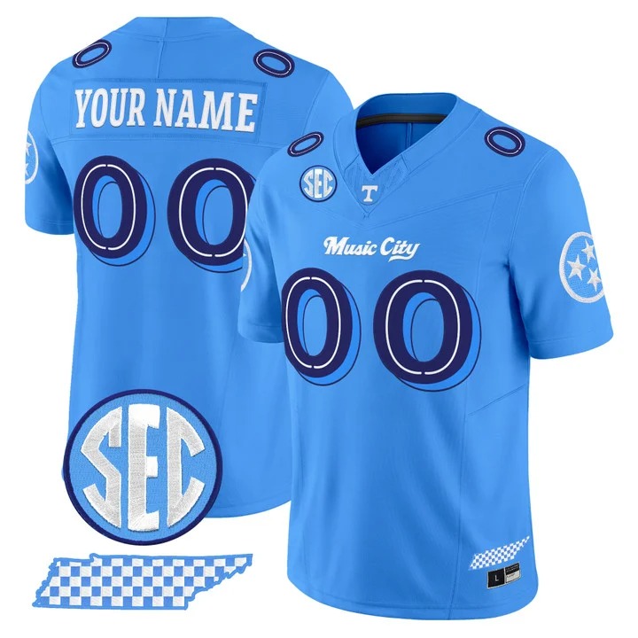 Tennessee Volunteers 'Music City Edition' Vapor Limited Custom Jersey Blue - All Stitched