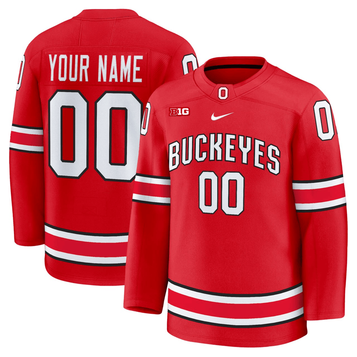 Ohio State Buckeyes Red Hockey Custom Jersey - All Stitched