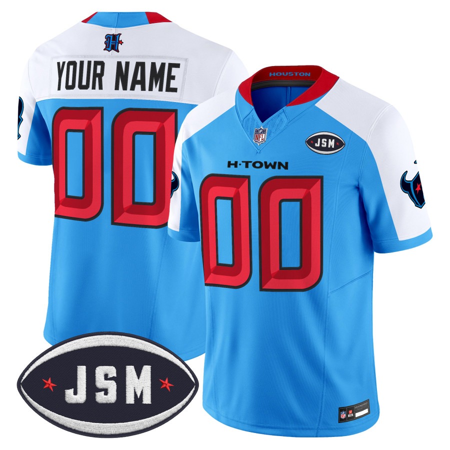 Houston Texan Janice McNair Memorial Patch Vapor Limited Custom Jersey Blue Alternate - All Stitched