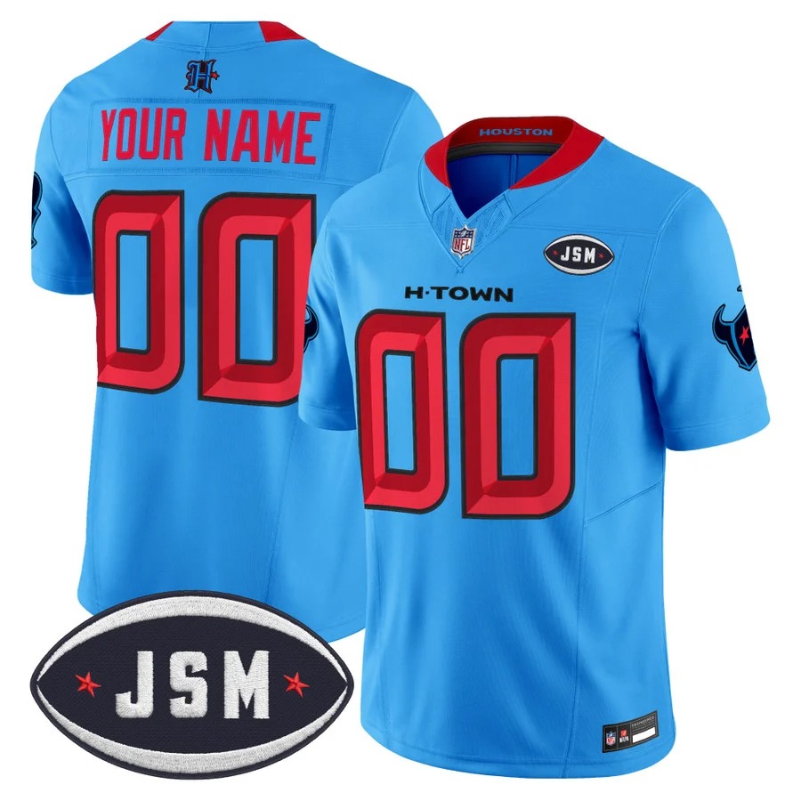 Houston Texan Janice McNair Memorial Patch Vapor Limited Custom Jersey Blue - All Stitched