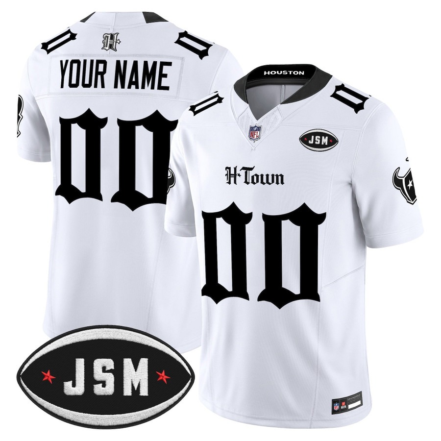 Houston Texans Janice McNair Memorial Patch Vapor Limited Custom Jersey White - Gothic Edition - All Stitched