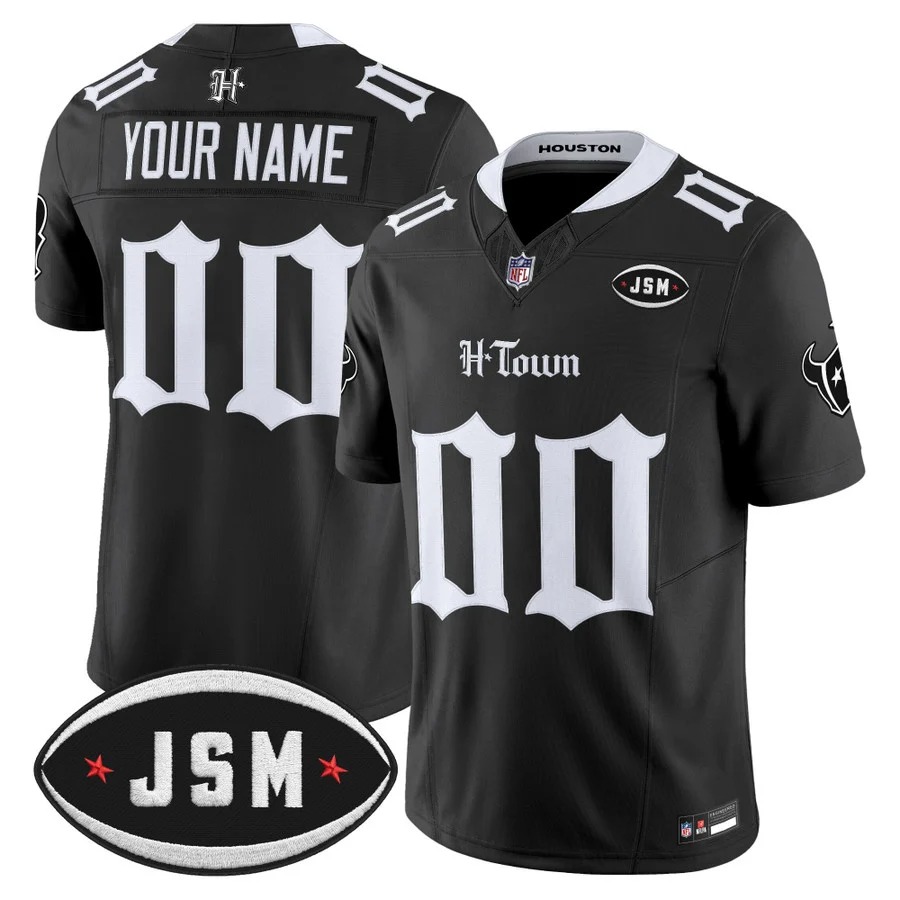 Houston Texans Janice McNair Memorial Patch Vapor Limited Custom Jersey Black - Gothic Edition - All Stitched