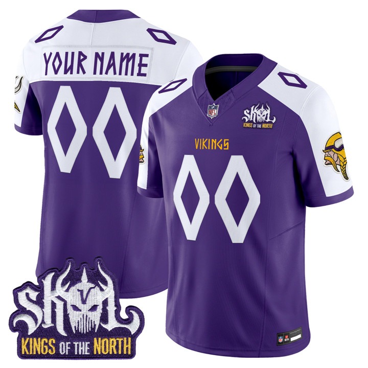 Minnesota Vikings Norse Heritage Edition Kings Of The North Patch Vapor Limited Custom Jersey Purple Alternate - All Stitched
