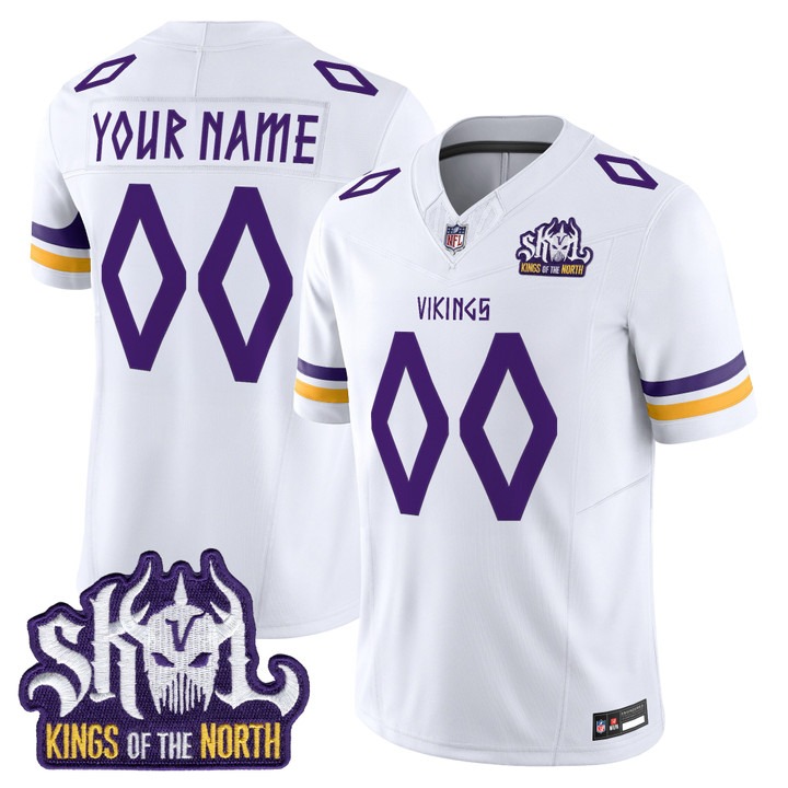 Minnesota Vikings Norse Heritage Edition Kings Of The North Patch Vapor Limited Custom Jersey White - All Stitched