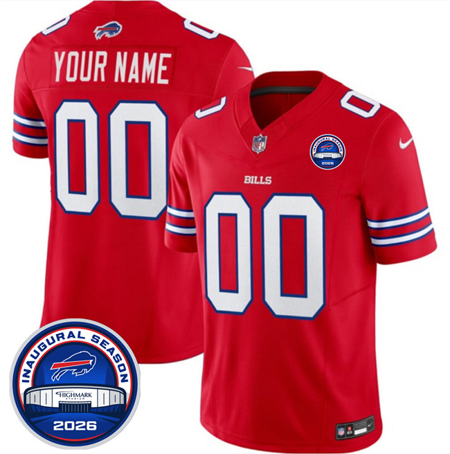 Men's Buffalo Bills Active Player Custom Red F.U.S.E. 2026 Inaugural Season at Highmark Stadium Stitched Football Jersey