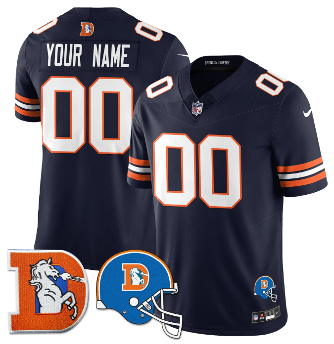 Men's Denver Broncos Active Player Custom Navy F.U.S.E. Throwback Vapor Limited Stitched Football Jersey