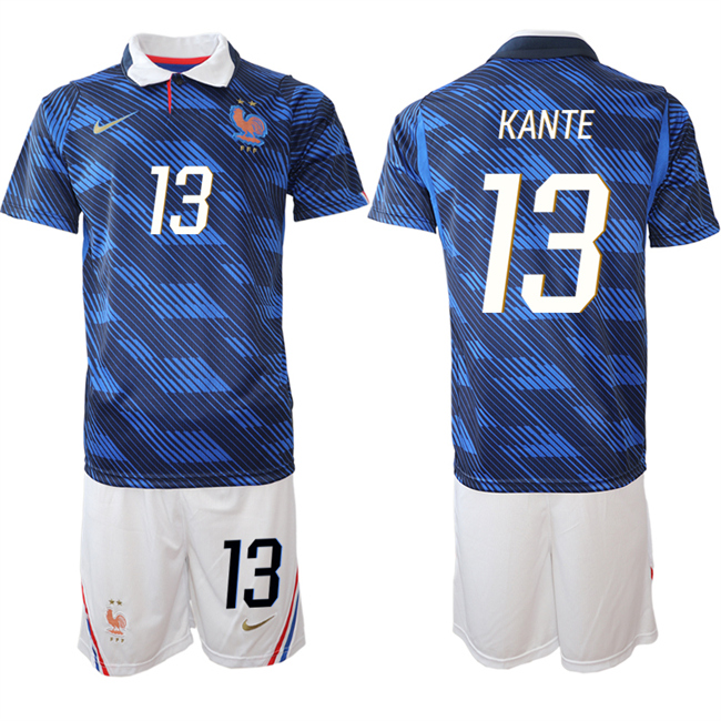 Men's France #13 N'Golo Kante Navy 2026 World Cup Home Soccer Jersey Suit