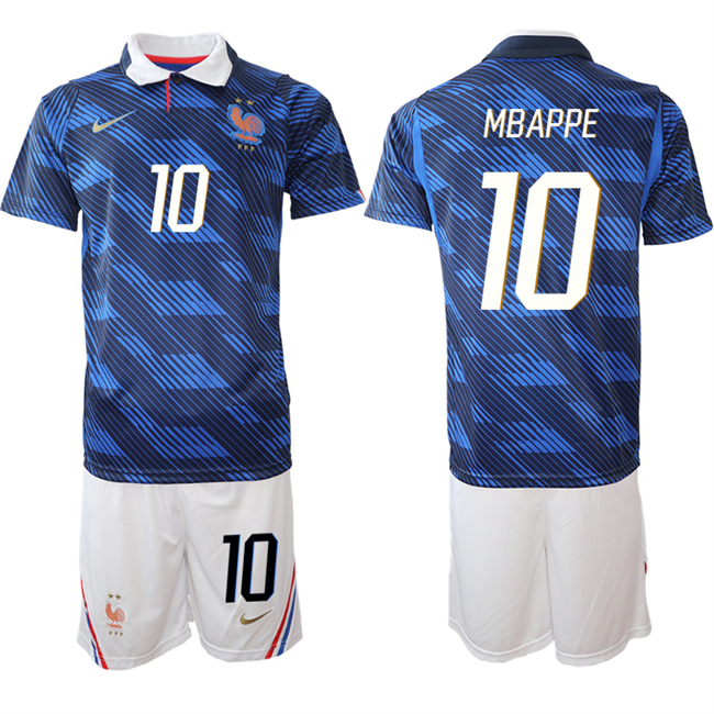 Men's France #10 Kylian Mbappe Navy 2026 World Cup Home Soccer Jersey Suit